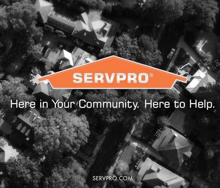 Ariel View of a neighborhood and the words Here in  your community. Here to help.